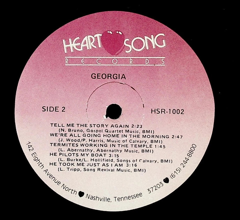 Georgia LP 1983 Heart Song HSR-1002 Southern Gospel Nashville Studio - Image 4 of 4
