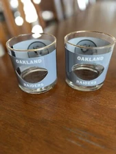 Set of Four Vintage 1980’s Oakland Raiders Gold Rimmed Peekaboo Glasses.