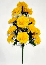 12-3.5" Yellow Carnation 19" Bush Silk Flower Home Wedding Decor Craft US #2204