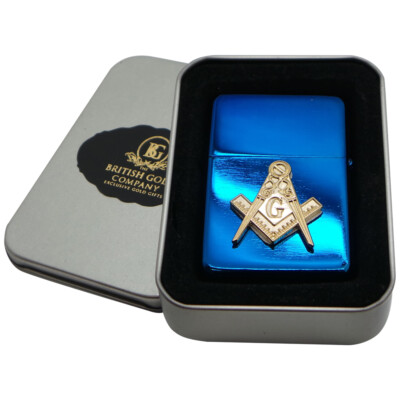 Freemason Lighter in case 24k Gold Symbol Masonic Luxury Masonic Cigarette BBQ