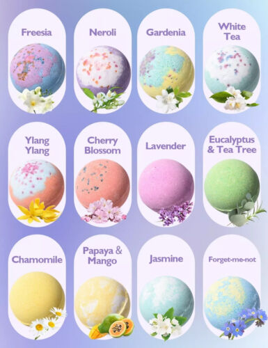 12 Pieces Bath Bombs Gift Set, Handmade Oil SPA Kit, Fizzy Bubble Bath Bombs - Picture 2 of 2