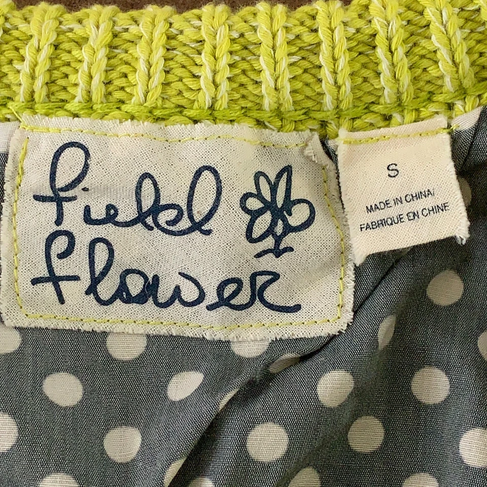 Suéter cárdigan cuello redondo 2 en 1 gris lima verde flor Field para mujer pequeño Foto 2 de 4