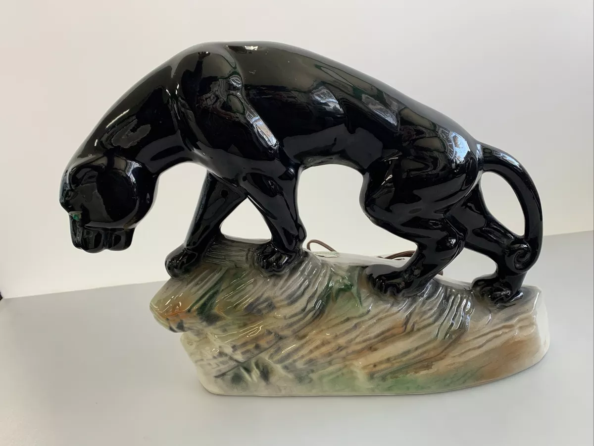 Antique black panther sale lamp