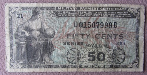 1961 Vietnamkrieg 50c Militär Zahlungszertifikat Serie 481 Platte 21 zirkuliert