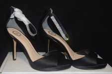I.Miller Women's Black Heels With Rhinestone Ankle Strap  Size 8.5 M US