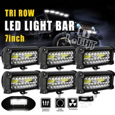 6 Pack 7 Inch LED Work Light Bar Spot Flood Combo Beam Offroad Work & Fog Lights