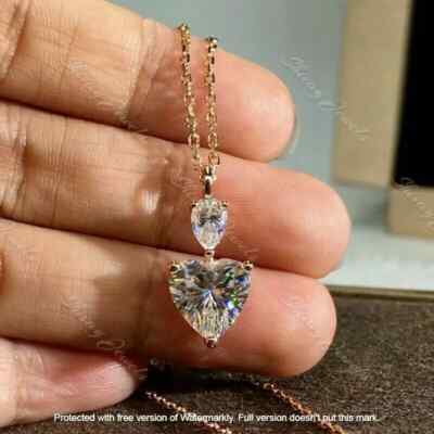 アクセサリー decor diapetit heart necklace 2.50Ct Heart Cut VVS1/D Diamond Drop Pendant 14K Rose Gold Finish