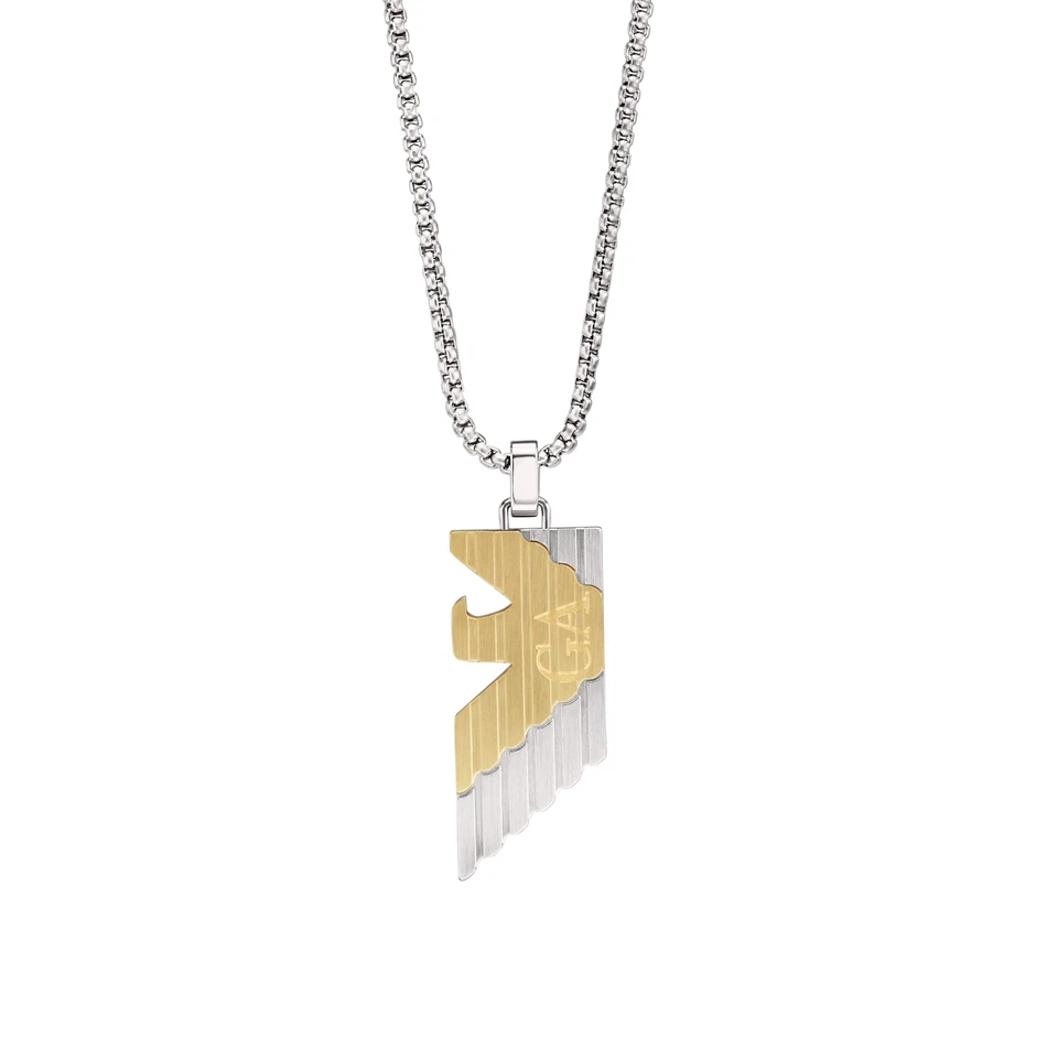 Men's EMPORIO ARMANI EGS3073040 Stainless Steel Gold Logo Necklace - Image 2 of 2