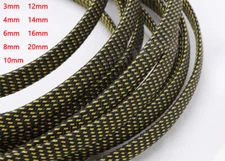 Gold+Black Braided Cable Sleeving/Sheathing/Auto Wire Harnessing PET 3mm-20mm