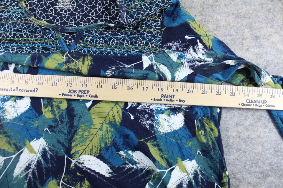 Camisa Westbound Talla L Grande Cerradura Azul Verde Lunares Bordada Larga Slv Foto 3 de 4