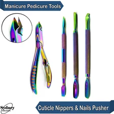 Beauty Nail Pusher Gouges Trimming Manicure Pedicure Nipper Clipper Multi Color