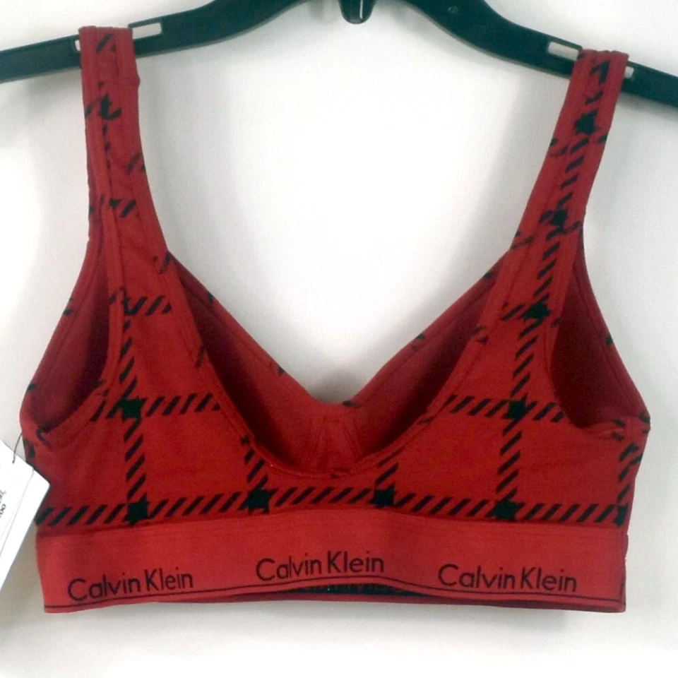 Bralette Calvin Klein Mujer Moderno Algodón Elevador Rojo Rústico F6702 Elige Talla Nuevo Foto 3 de 3