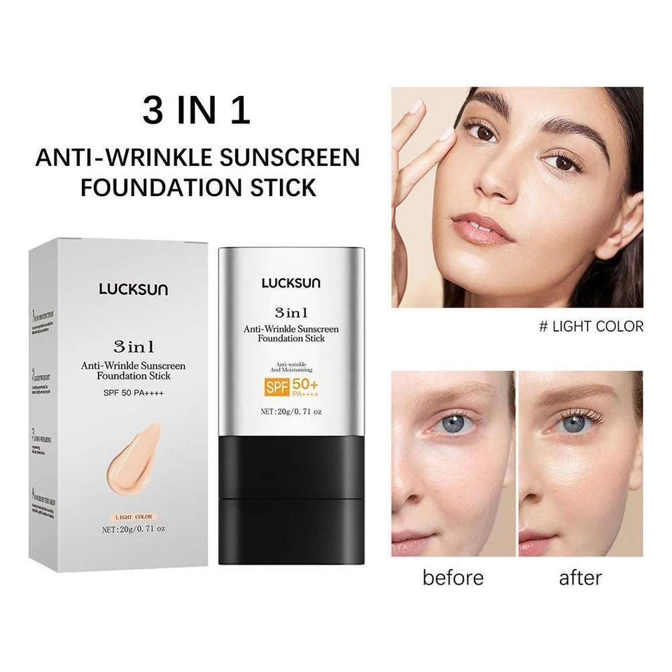 3 In 1 Anti-Wrinkle Foundation Stick with SPF 50+, Stick Foundation with J4 C6J5 - Bild 3 von 4