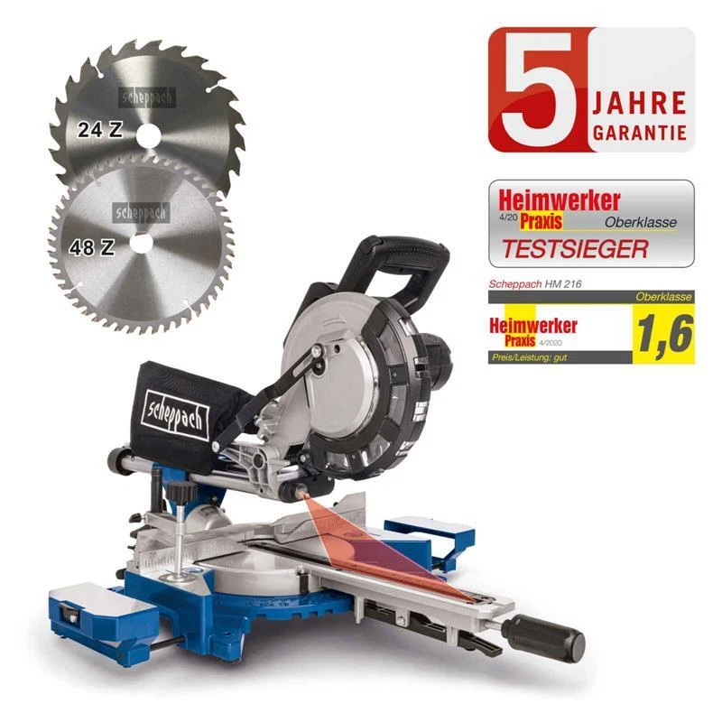 Scheppach Kapp und Gehrungssäge HM216 Zugsäge 2.Sägeblatt Set mit UMF1550 - Bild 2 von 4