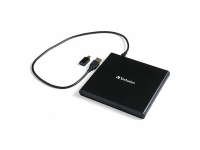 Verbatim Slim External Burner CD/DVD +/-RW Optical Drive USB 2.0 with USB A to