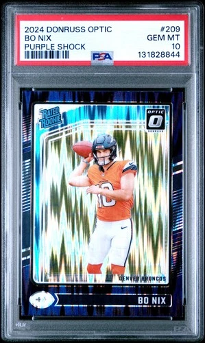 2024 PANINI DONRUSS OPTIC PURPLE SHOCK #209 BO NIX ROOKIE RC PSA 10