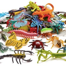 73 Pack Plastic Fake Mini Bugs Set, Realistic Insects Toy small, Multi color