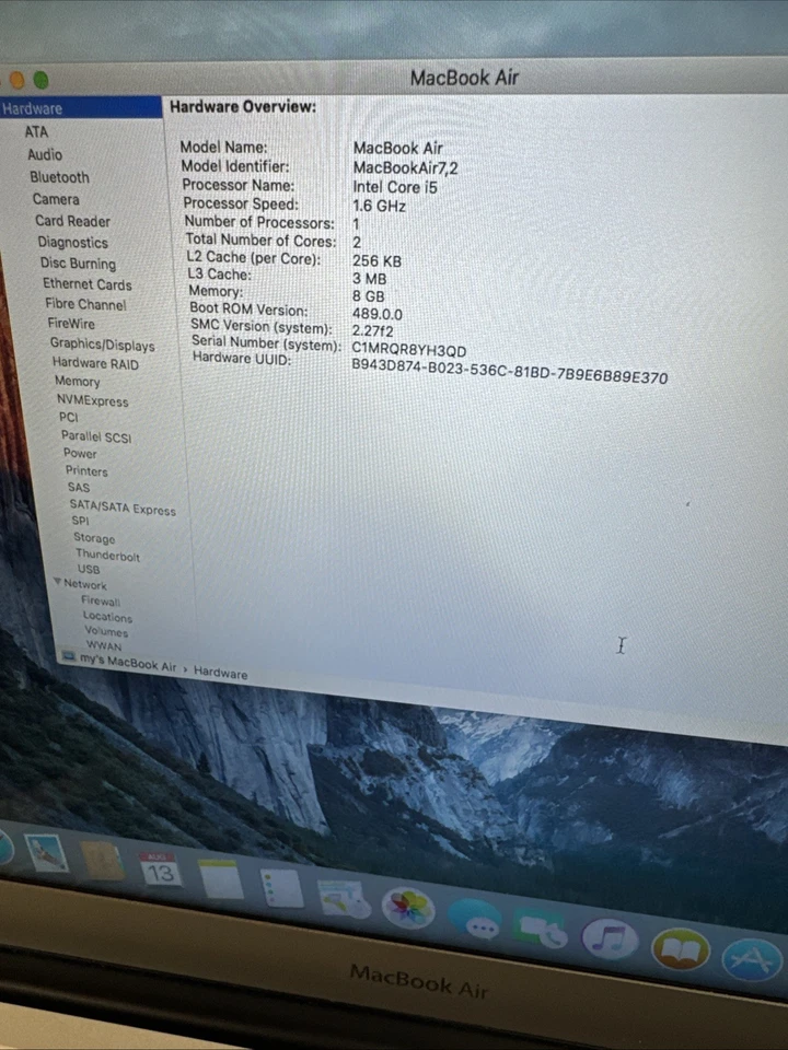 Apple MacBook Air 13 Inch Laptop 2013 Core i5 1.6GHz 8GB Ram 128GB Ssd A1466 - Image 4 of 4