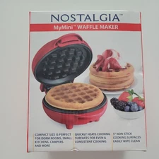 Nostalgia My Mini Waffle Maker 5", Red