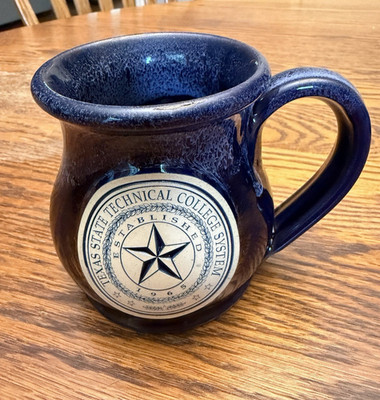 Deneen Pottery Texas State Technical College Drip Glaze Clay Mug Handthrown EUC