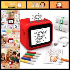 Mini Portable AI Voice Sticker Maker - Inkless Thermal Printer for Kids, Red