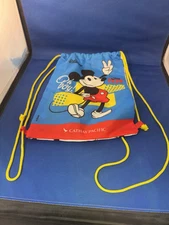 Disney Mickey Mouse Cathay Pacific Nylon Cinch Bag/Sack Art Kids Backpack  34