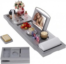Fast US Shipping Foldable Bathtub Tray Caddy with Soap Dish Adjustable 29.5-43''