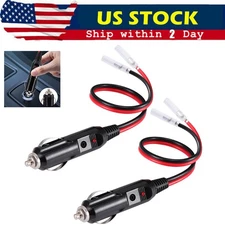 12V Fused LED Light Cigarette Lighter Male Plug Replacement with Leads 2 Pack