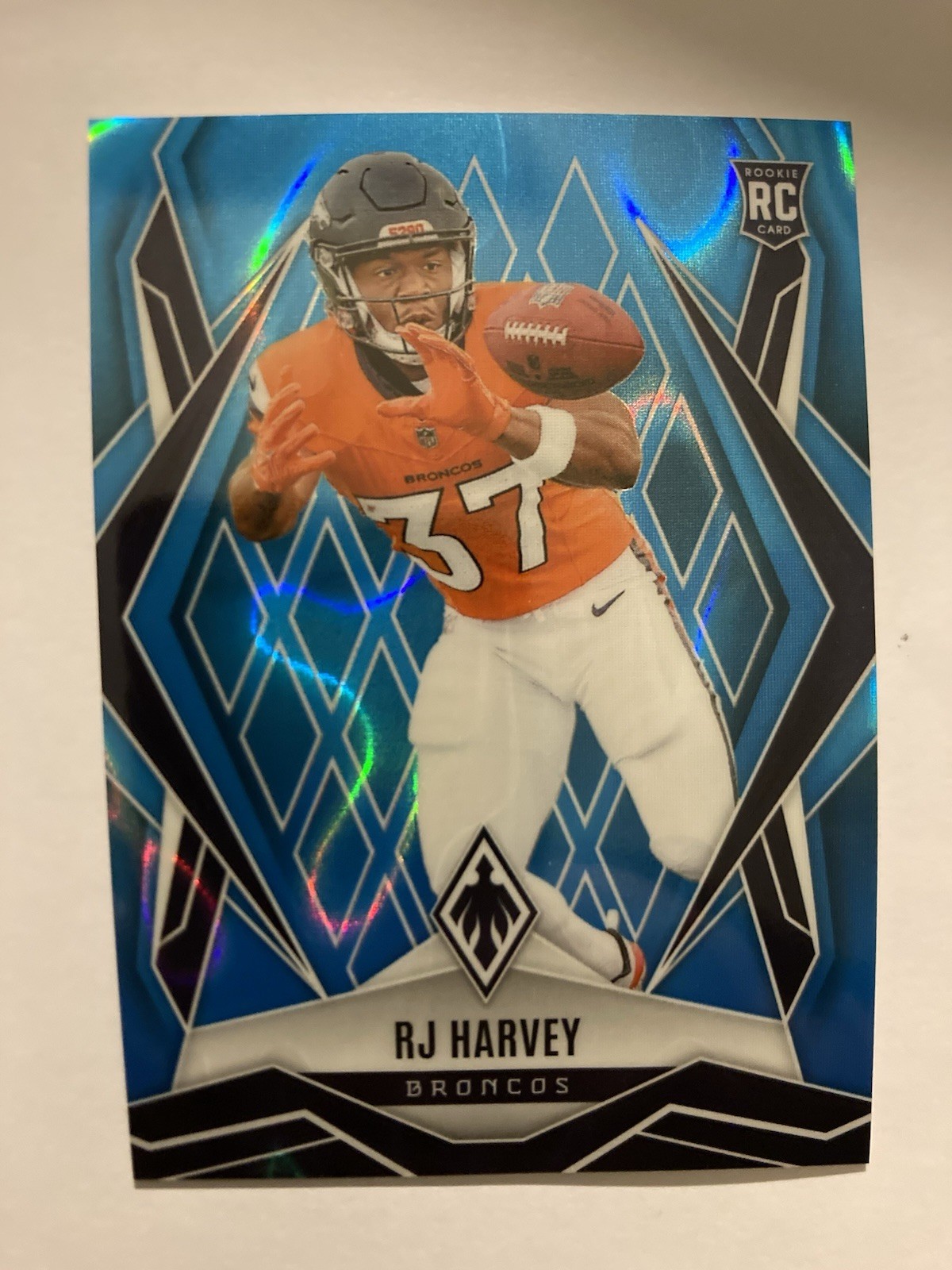 Panini 2025 Phoenix RJ Harvey #176 Broncos Rookie Light Blue Lava 015/325