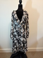 OnTwelfth Women Floral Wrap Dress Small Ruffle Long Sleeve Wedding GuestEvent