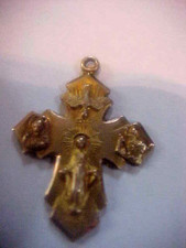 Vintage Catholic Gold 10K Religious Cross Medal