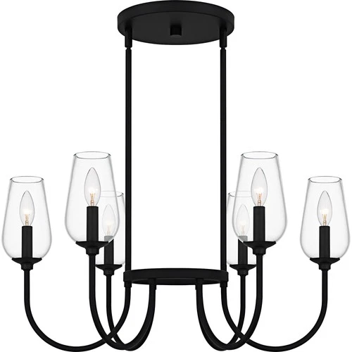 Quoizel VSC5028 Viscount 6 Light 28"W Taper Candle Style - Black - Picture 1 of 7