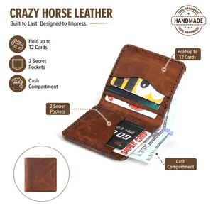 Portefeuille en cuir bifold à la main de qualité supérieure en cuir à grain complet Cadeau parfait pour les hommes