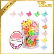 Mini Butterfly Hair Clips, Glitter Design, 50 Pcs, Tiny Claw Clips, Rainbow