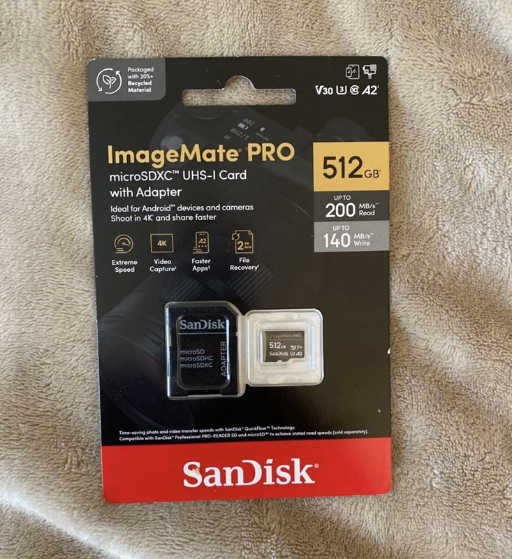 SanDisk ImageMate PRO 512GB microSDXC UHS-I A2 High Speed Card + Adapter