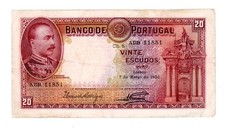PORTUGAL Billet 20 ESCUDOS 07/03/1933 P143 MOUSINHO D'ALBUQUREQUE VF