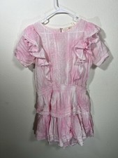 Love Shack Fancy Women’s Natasha Dress Ruffle Tiered Mini in Peony Pink Size M