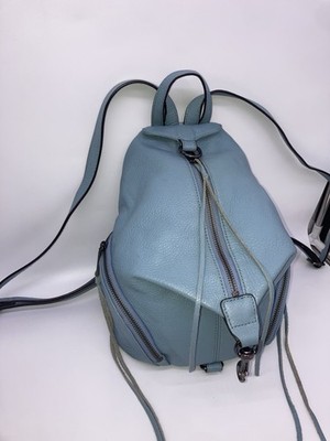 Rebecca Minkoff Julian Leather Convertible Backpack Light Blue Pebbled Rare Colo