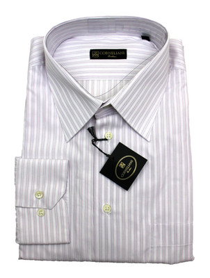 Corneliani Shirt Mens 17 43 Pink Stripe Executive Long Sleeve Dress Made Italy