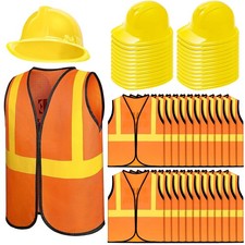48 Pcs Kids Construction Vests and Hats Set for Birthday Party Halloween