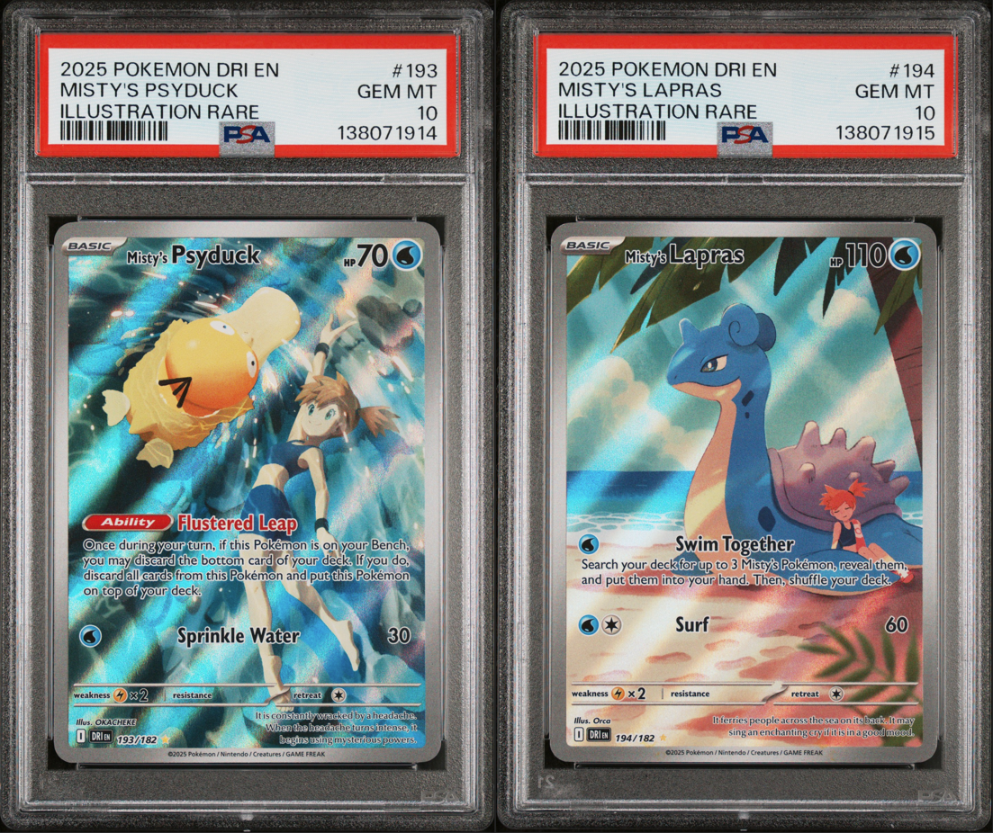 Pokemon Destined Rivals Illustration Mistys Psyduck and Lapras PSA