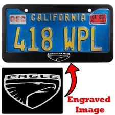 Engraved Black License Plate Frame - Eagle Logo