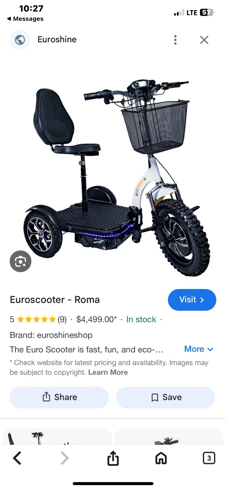 Euro Scooter - Electric Scooter for Adults 1000W Motor Collapsible Travel Black