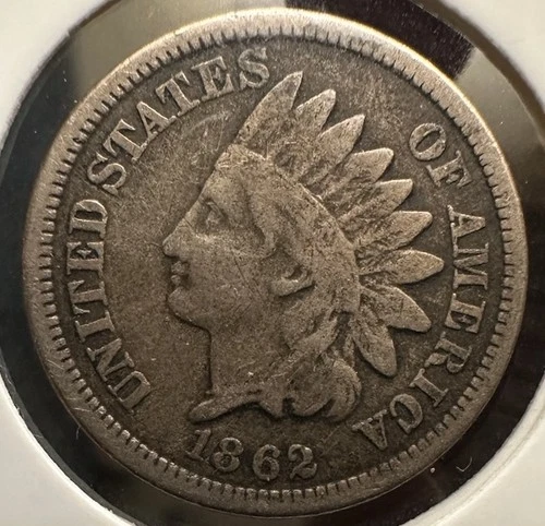 1862 INDIAN HEAD COPPER NICKEL CENT 1C EARLY US COIN TYPE FINE CONDITION