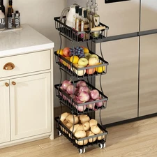 4 Tier Fruit Vegetable Basket for Kitchen Storage Cart Vegetable Basket Bins ...