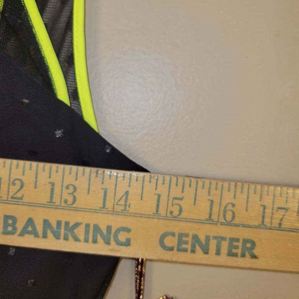 Vestido PRINCESA VERA WANG Talla 9 Negro Neón Tubería Forrado Cinturón Cóctel Brillo N Foto 4 de 4