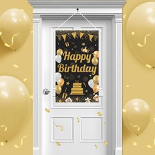 Black Gold Happy Birthday Sign Party Decorations Black Gold Happy Birthday Ha...