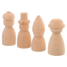  4 Pcs Unfinished Wood Crafts Blank Hand Puppet Mini People Figures Puppets