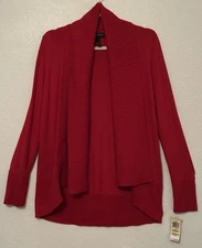 NWT Red I.N.C./Macys Open Front Draped Cardigan w/ Ribbed Shawl Lapel And Hem. M