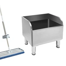Commercial Stainless Steel Floor Mop Sink - 24" x 16" x 22", 12" Deep Basin